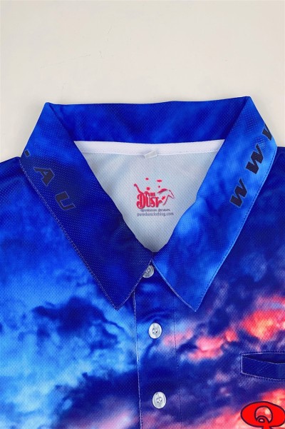 Custom Short Sleeve Polo Shirt Fashion Design Chest Pocket Whole Print Australian Agricultural Sublimation Sublimation Center Large Mechanical Engineering P1402 side view